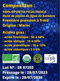 Huile de Pépins de Figues de Barbarie Bio 100% - 30ML